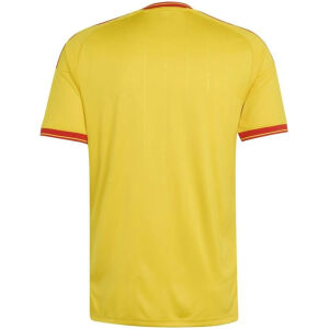 Mens RC Lens Home Jersey 2026/27 back view showing yellow pinstriped fabric and red cuff piping