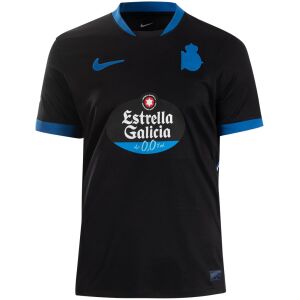 Mens Deportivo La Coruña Away Jersey 2026/27 black shirt front view with royal blue crest and Swoosh