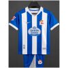 Kids Deportivo La Coruña Home Kit 2026/27 striped shirt and blue shorts front view with crest
