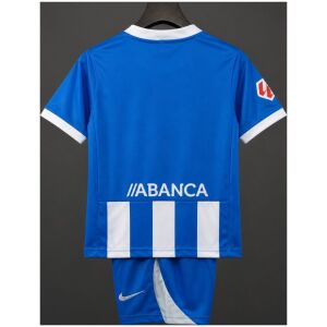 Kids Deportivo La Coruña Home Kit 2026/27 youth uniform back view showing ABANCA sponsor