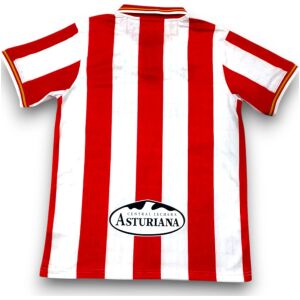 Mens Sporting Gijon Home Jersey 2026/27 striped shirt back view with Central Lechera Asturiana logo