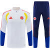 Mens Colombia Half-zip White Training Kit Suit 2026 white top and navy pants front view