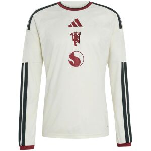 Mens Manchester United Long Sleeve Third Jersey 2026/27 ecru shirt front view with stacked Red Devil crest