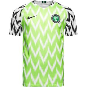 Mens Nigeria Retro Home Jersey 2018 front view showing iconic green and white feather chevrons