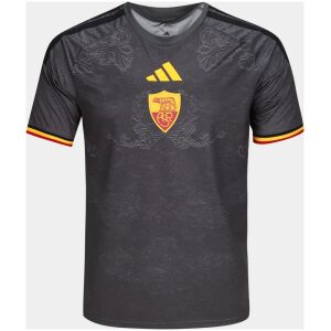 Mens As Roma Third Jersey 2026/27 front view in anthracite with Roman leaf patterns and centered crest