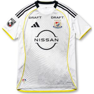 Mens Yokohama F.Marinos Away Jersey 2026/27 white shirt front view with grey dot wave graphic and NISSAN logo