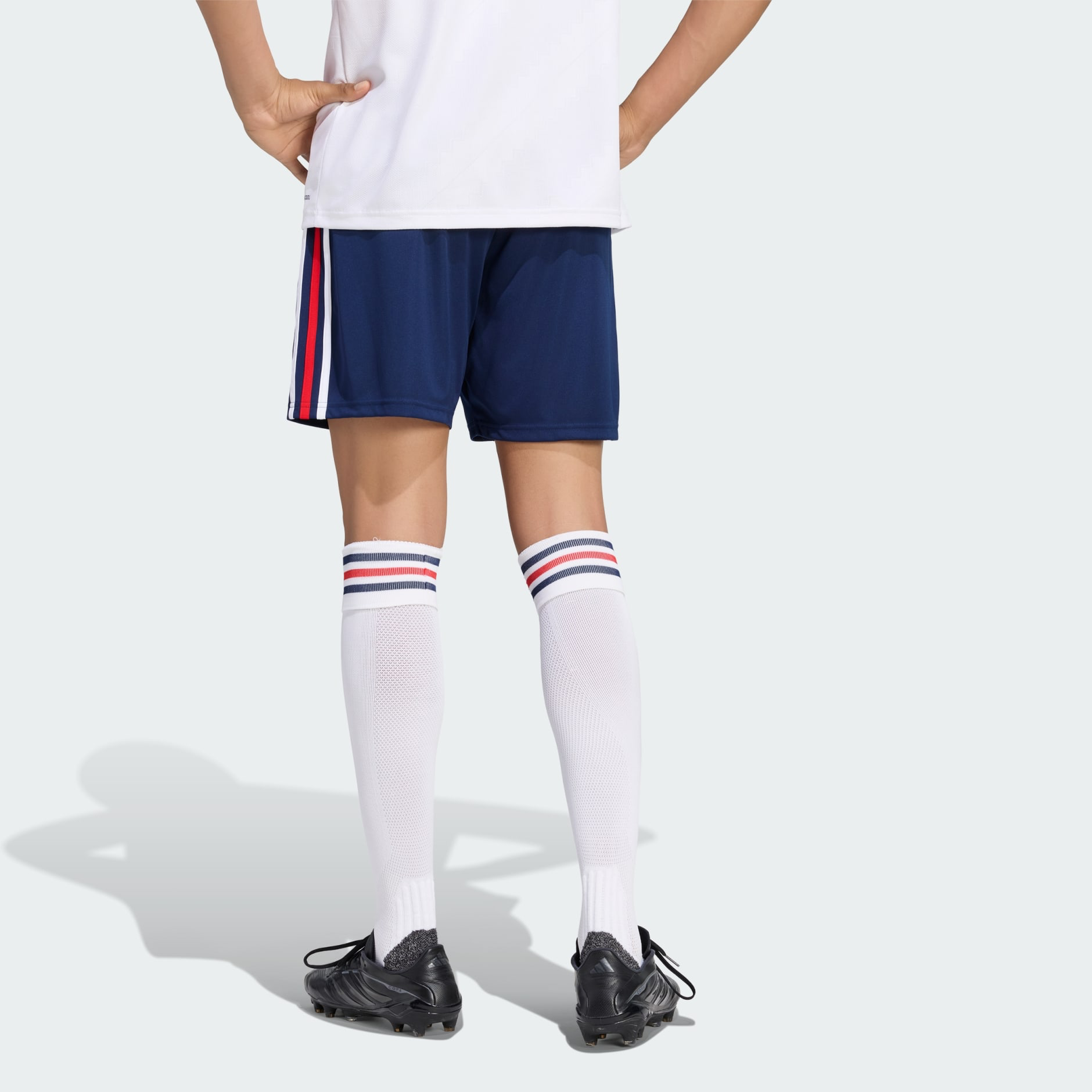 Mens Bayern Munich Away Shorts 2026/27 Mens Bayern Munich Away Shorts 2026/27 navy shorts rear view showing red and white side stripes