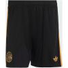 Mens Ajax Away Shorts 2026/27 black shorts front view with gold side stripes and retro Ajax crest