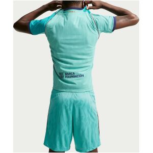Mens Barcelona Third Shorts 2026/27 aqua green shorts rear view showing jacquard texture and side piping