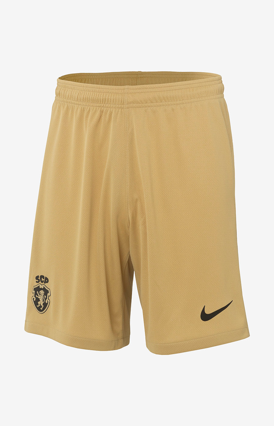 Mens Sporting CP Away Shorts 2026/27 Mens Sporting CP Away Shorts 2026/27 front view in gold with black crest