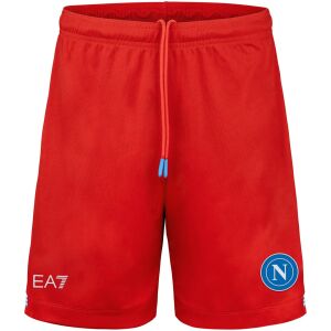 Mens Napoli Third Shorts 2026/27 red shorts front view with circular Napoli N crest and EA7 logo