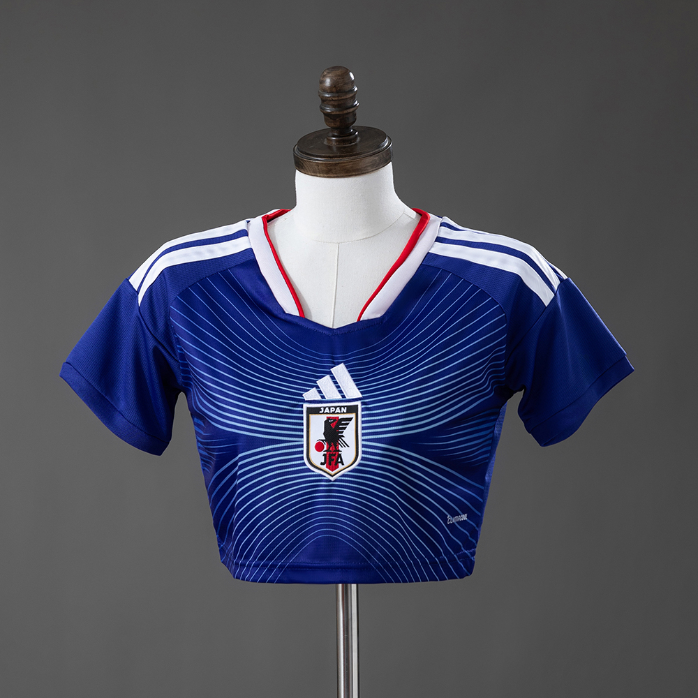Womens Japan Style Home Crop Top 2026 Womens Japan Style Home Crop Top 2026 front view in blue with radiating soundwaves and JFA crest