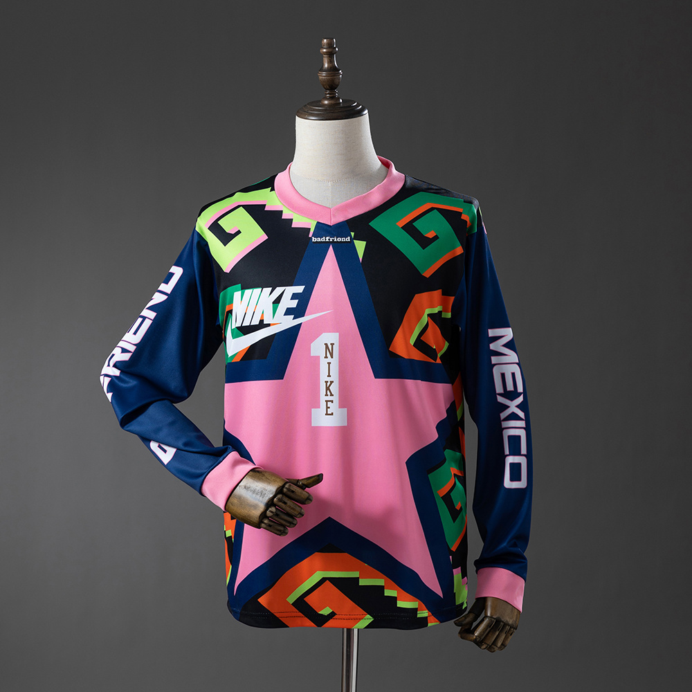 Mens Joel Campos Goalkeeper Jersey 2026 Front view of the Mens Joel Campos Goalkeeper Jersey 2026 showing neon Aztec geometric patterns and pink star