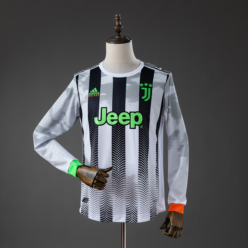 Mens Juventus Retro Long Sleeve Fourth Jersey 2019/20 Mens Juventues Retro Long Sleeve Fourth Jersey 2019/20 front view with Palace design and neon cuffs