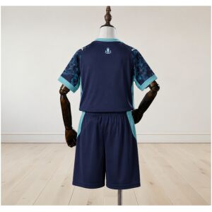 Kids Olympique Marseille Away Kit 2026/27 rear view of shirt and shorts
