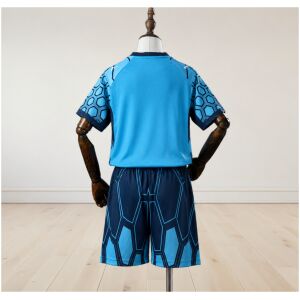 Kids Olympique Marseille Blue Goalkeeper Kit 2026/27 rear view of shirt and shorts