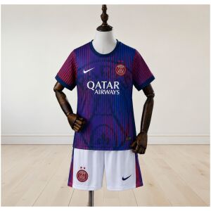 Kids Paris Saint-Germain Purple Pre-Match Kit 2026/27 rear view of shirt and shorts