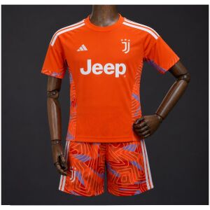 Kids Juventus Goalkeeper Kit Abstract Maze Pattern 2026/27 front view with patterned shorts