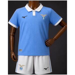 Kids Lazio home jersey 2026/27 front view in sky blue with white collar