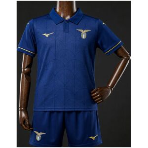 Kids Lazio third jersey 2026/27 front view in navy blue with gold crest