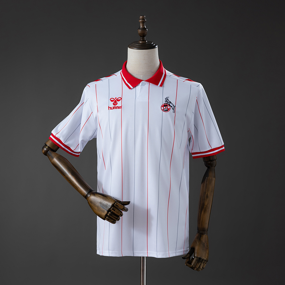 Mens Koln FC White Special Edition Jersey 2026/27 Mens Koln FC White Special Edition Jersey 2026/27 front view in white with red pinstripes and polo collar