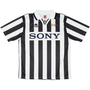 Mens Juventus Retro Home Jersey 1996/97 front view with white polo collar