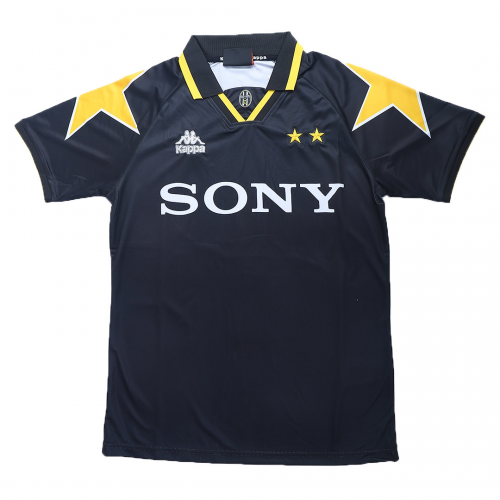 Mens Juventus Retro Away Jersey 1996/97 Mens Juventus Retro Away Jersey 1996/97 front view with yellow shoulder stars