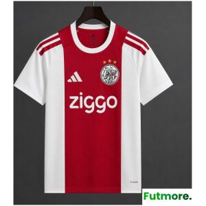 Mens Ajax Home Jersey 2026/27 white front with red centre panel and crest