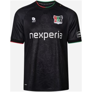 Mens N.E.C. Nijmegen away jersey 2026/27 black front view with tonal artwork