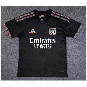 Mens Olympique Lyonnais Third Jersey 2026/27 Mens Olympique Lyonnais Third Jersey 2026/27 front view in black with neon accents