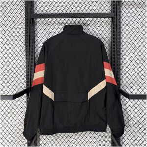 Mens Olympique Lyonnais Black Windbreaker 2026/27 rear view showing matching team styling
