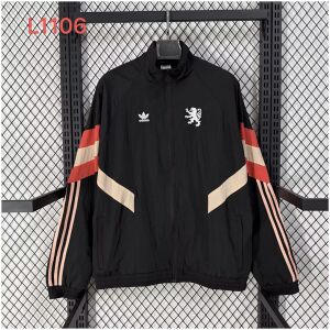 Front view of Mens Olympique Lyonnais Black Windbreaker 2026/27 in black