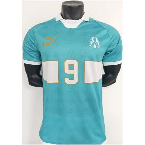 Mens Olympique Marseille Green Retro Special Jersey 2026/27 front view with white polo collar