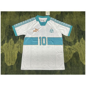 Mens Olympique Marseille White Green Special Jersey 2026/27 front view with teal chest band