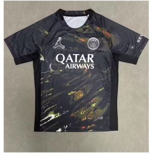 Mens Paris Saint-Germain Fourth Jersey 2026/27 front view in black with marbled print