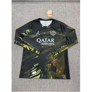 Mens Paris Saint-Germain Fourth Long Sleeve Jersey 2026/27 front view with gold marble graphics