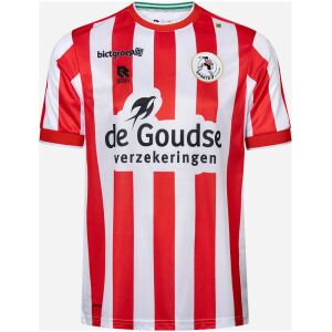 Mens Sparta Rotterdam home jersey 2026/27 red and white stripes with green neck trim