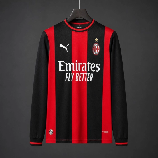 Mens AC Milan Home Long Sleeve Jersey 2026/27 Mens AC Milan Home Long Sleeve Jersey 2026/27