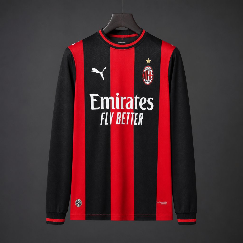 Mens AC Milan Home Long Sleeve Jersey 2026/27 Mens AC Milan Home Long Sleeve Jersey 2026/27