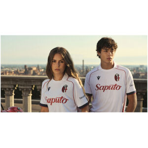 Mens Bologna Away Jersey 2026/27 Mens Bologna away jersey 2026/27 front view in white with red shoulder piping