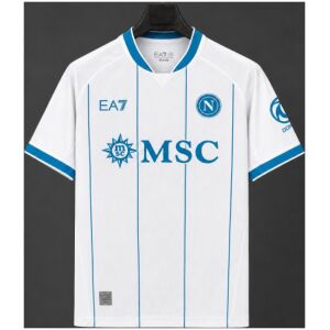 Mens Napoli Away Jersey 2026/27 Mens Napoli Away Jersey 2026/27 front view with azure pinstripes and crossover collar