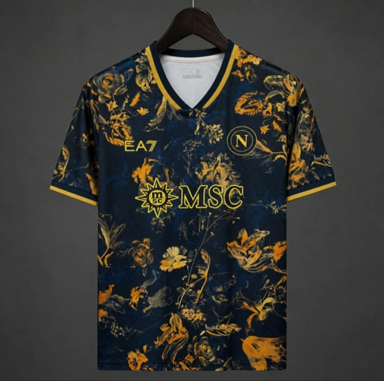 Mens Napoli Concept Jersey Navy Blue and Gold Ornate Floral Pattern Edition Jersey 2026/27