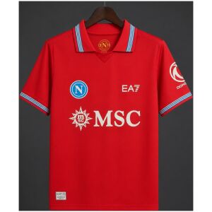 Mens Napoli Third Jersey 2026/27 Mens Napoli Third Jersey 2026/27 front view in crimson red with polo collar