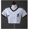 Womens Mexico Style Away Crop Top 2026 front view in white with green-red trim and Trefoil logo