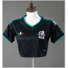 Womens Mexico Style Third Crop Top 2026 front view in black with Aztec pattern and tricolor stripes
