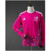 Front view of the Mens Mexico World Cup Long Sleeve Goalkeeper Jersey 2026 in magenta with multicolored geometric graphics