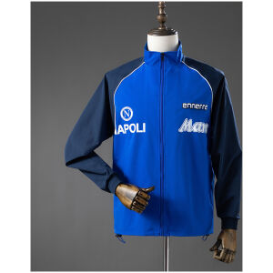 Blue Napoli retro windbreaker with navy sleeves front view