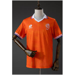 Mens Netherlands Retro Home Jersey 1994 Mens Netherlands Retro Home Jersey 1994 orange shirt front view on mannequin