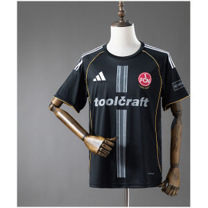 Mens Nurnberg 2025/26 black football shirt with 1. FCN crest front view