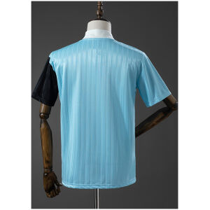 Mens Oasis Band Blue Retro Jersey 1996 rear view showing matching team styling